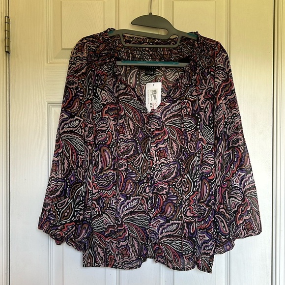 NWT Sanctuary royal paisley breezy smock neck blouse size XS - Picture 4 of 9